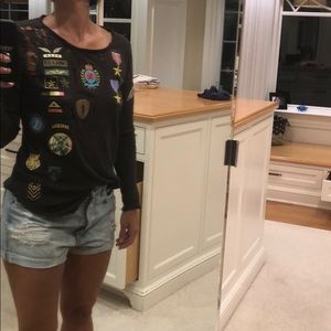 Lon sleeve Chaser T with rips and military symbols